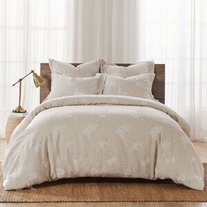 Johnny Was Skyler Eyelet Linen King Duvet Cover in Sand
